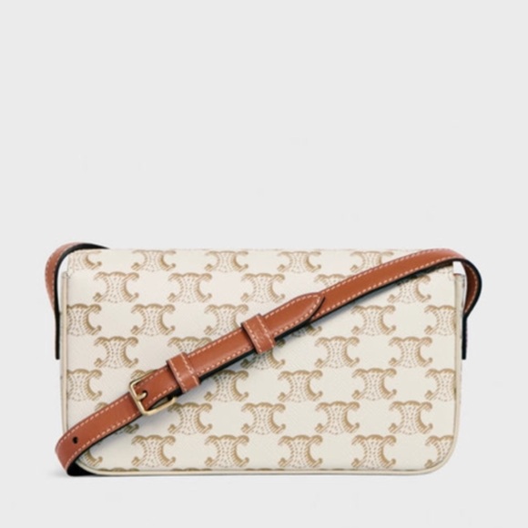 Brand New! Authenticated Celine Triomphe Claude Coated Canvas Shoulder Bag - Picture 7 of 16